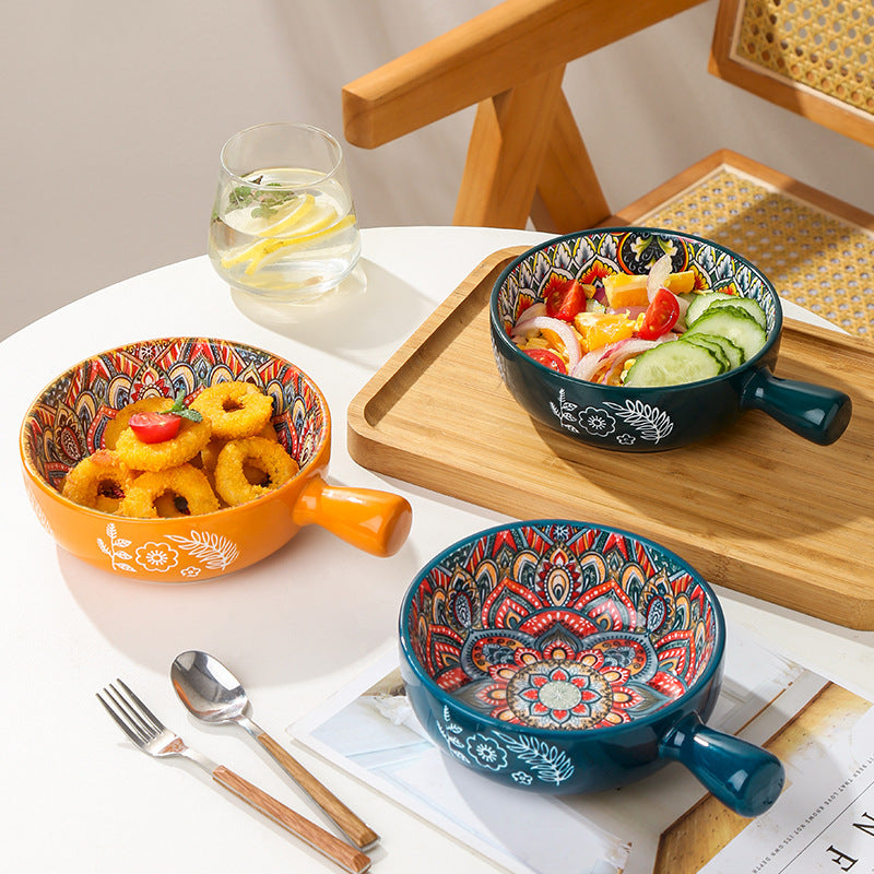 Mandala Flower Glazed Ceramic Bowl
