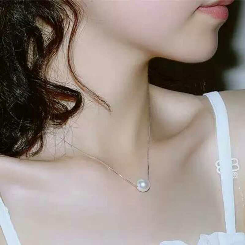 Minimalist Sterling Silver Pearl Necklace