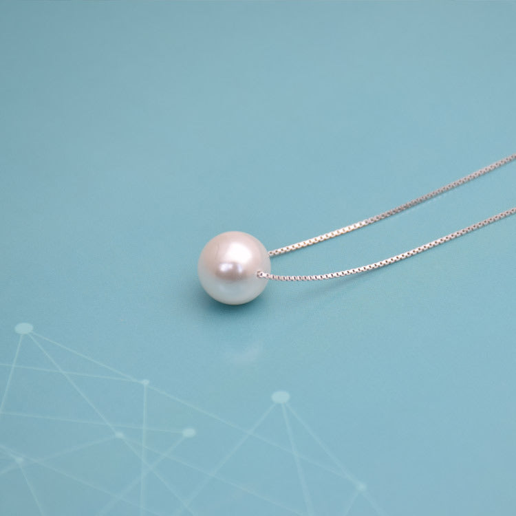Minimalist Sterling Silver Pearl Necklace