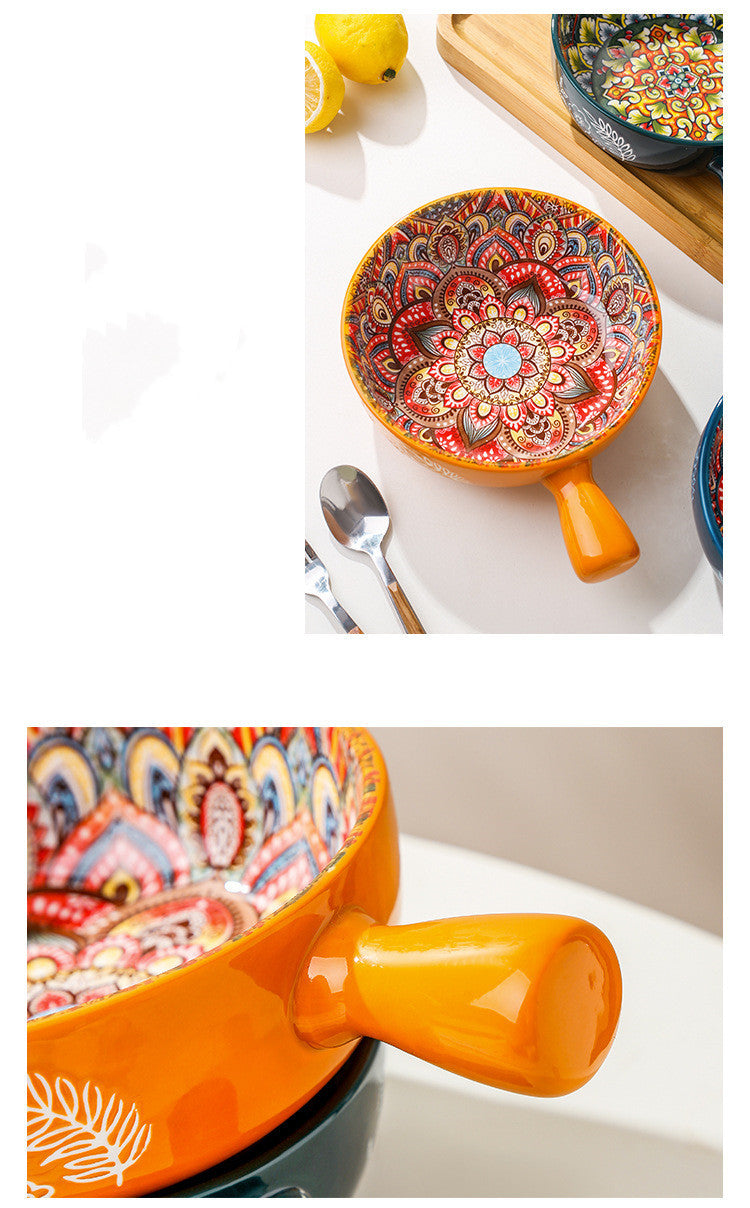 Mandala Flower Glazed Ceramic Bowl