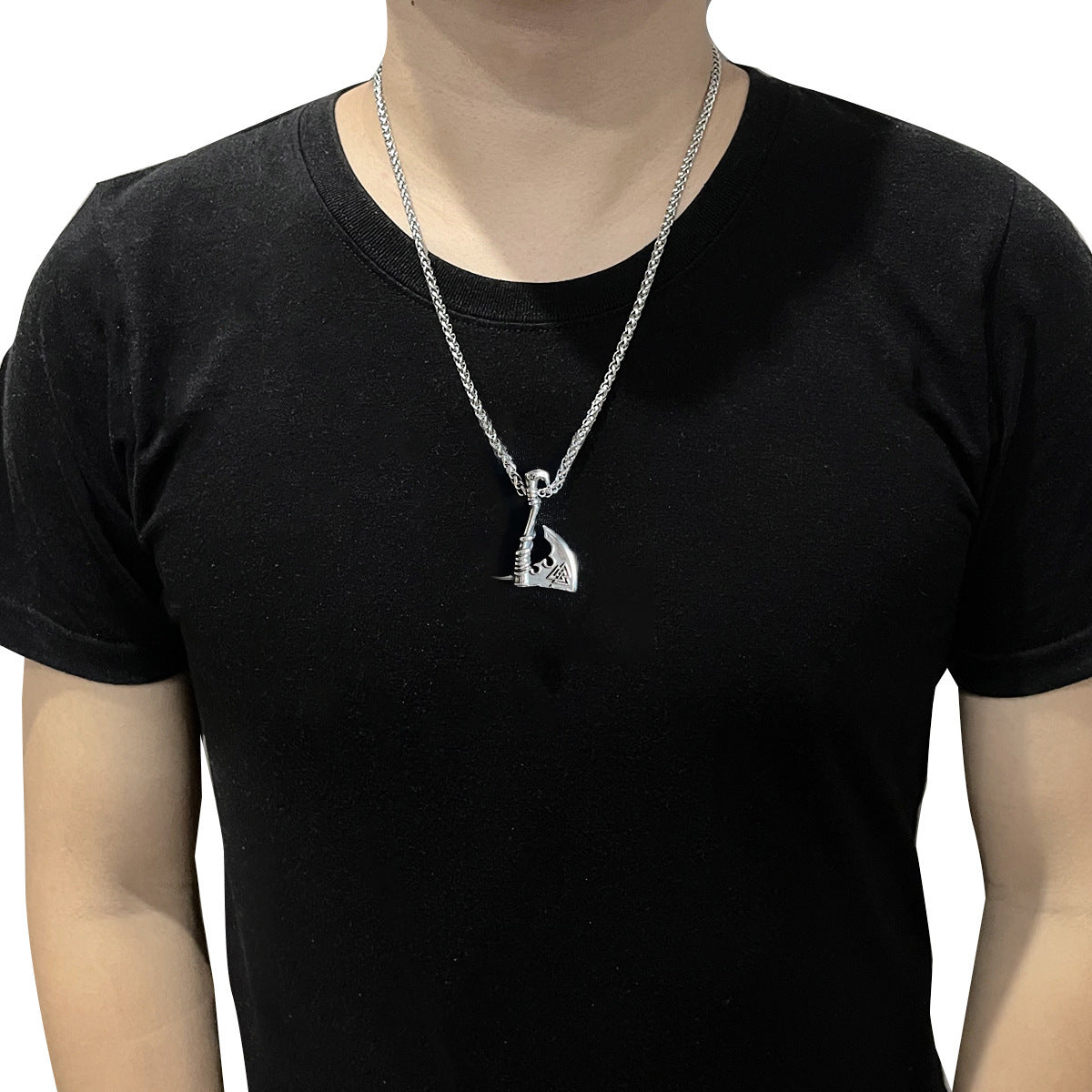 Men’s Titanium Steel Vintage Axe Pendant Necklace