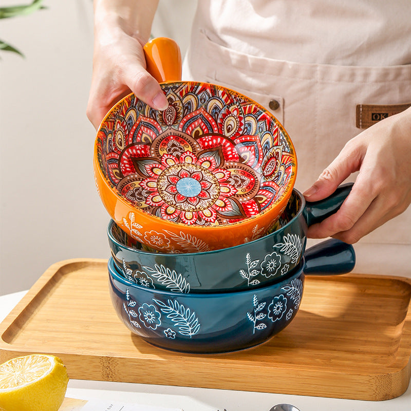Mandala Flower Glazed Ceramic Bowl