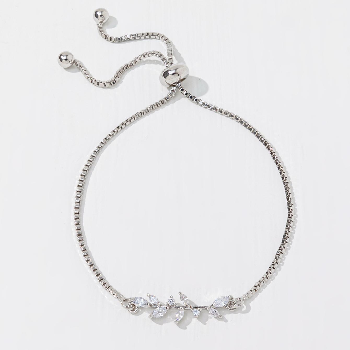 Crystal Zircon Leaf Bracelet And Ring
