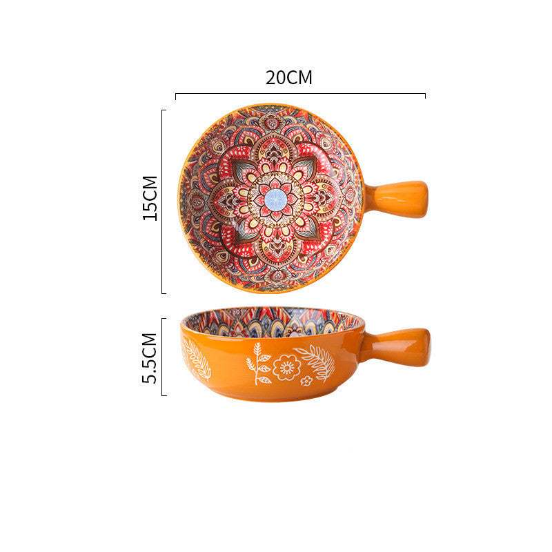 Mandala Flower Glazed Ceramic Bowl