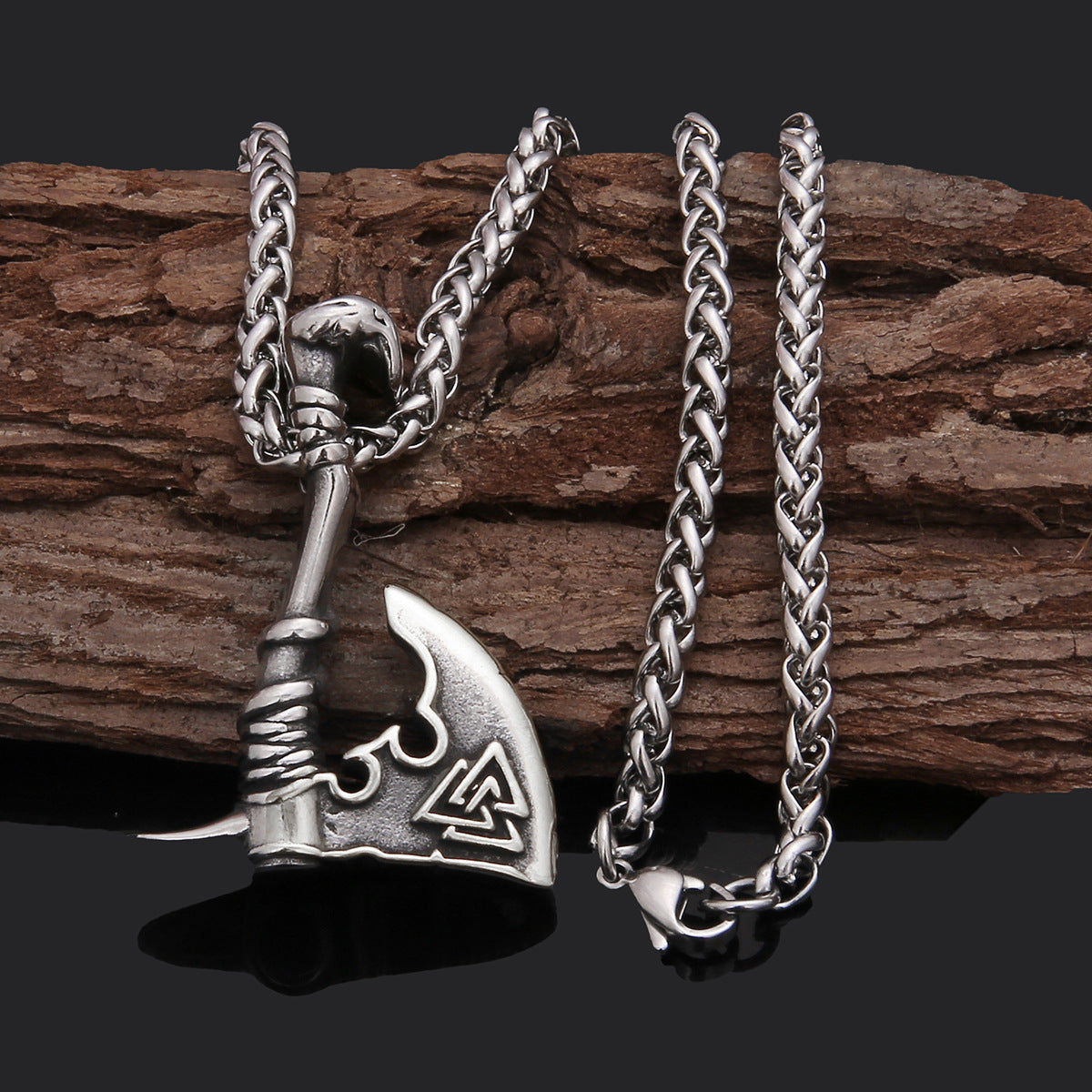 Men’s Titanium Steel Vintage Axe Pendant Necklace