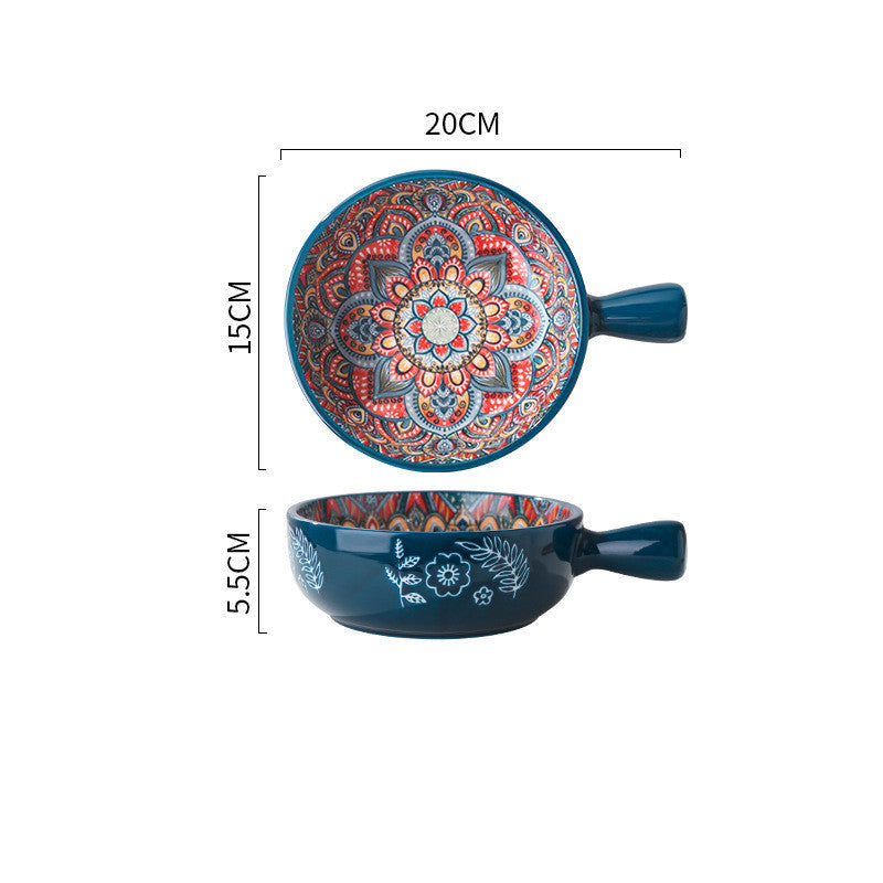 Mandala Flower Glazed Ceramic Bowl
