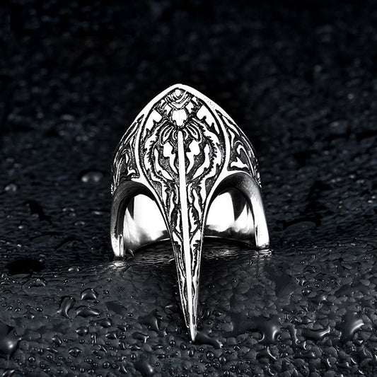 Titanium Steel Nordic Style Carved Raven Men's Ring