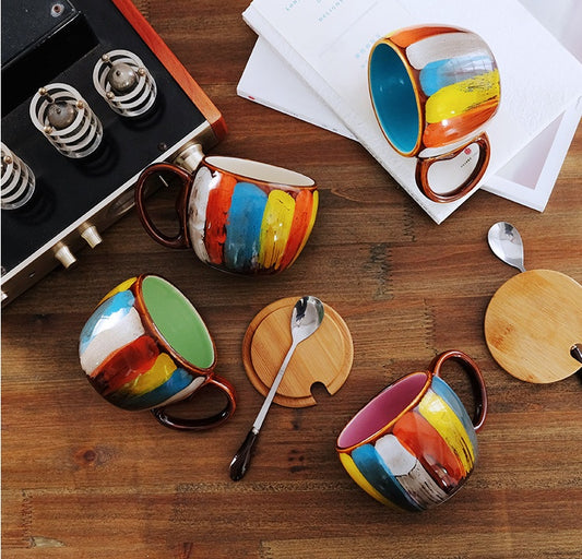 ColorSplash Ceramic Mug w/Lid & Spoon