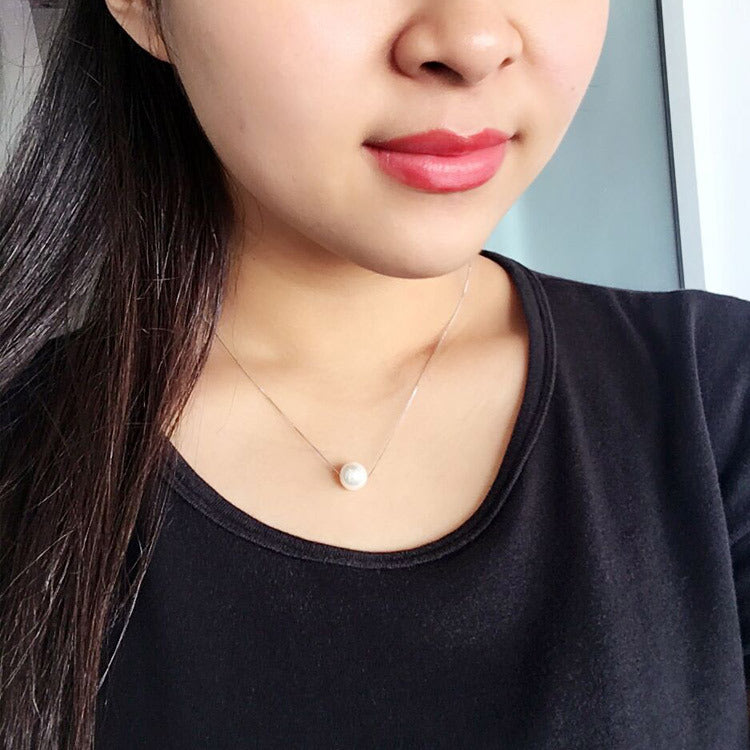 Minimalist Sterling Silver Pearl Necklace