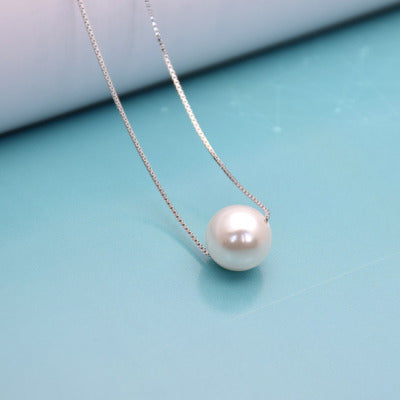Minimalist Sterling Silver Pearl Necklace