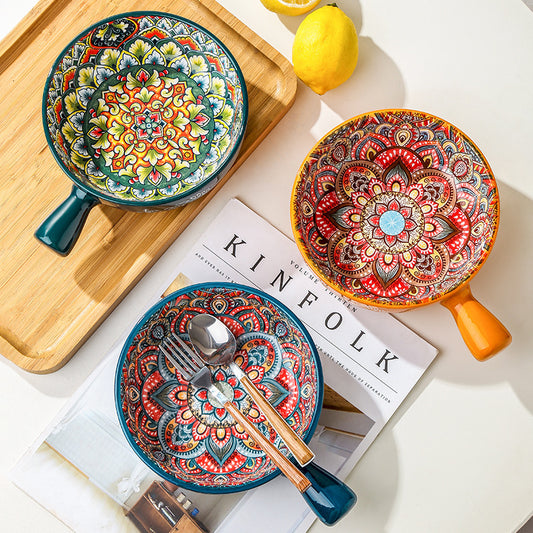 Mandala Flower Glazed Ceramic Bowl